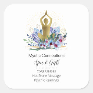 Sticker Carré Yoga Instructeur Energie Guérisseur Cristaux Reiki