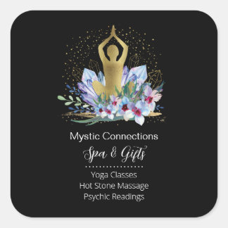Sticker Carré Yoga Instructeur Energie Guérisseur Cristaux Reiki