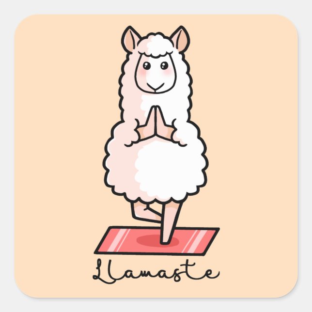 Sticker Carré Yoga Llama (Devant)
