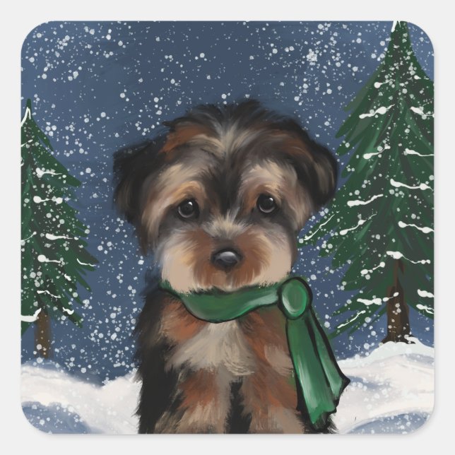 STICKER CARRÉ YORKIE (Devant)