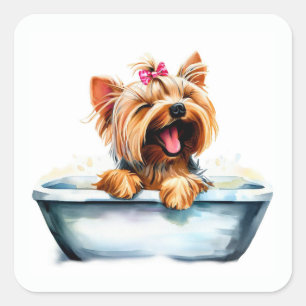 Sticker Carré Yorkie Dog