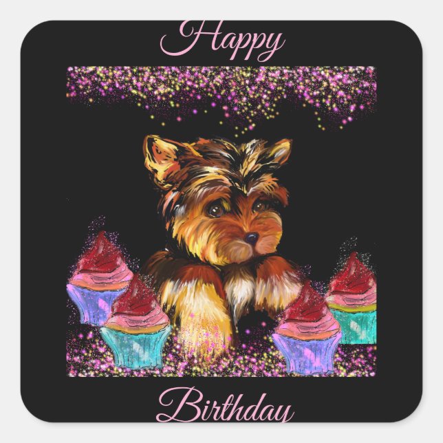 Sticker Carré Yorkie Poo (Devant)