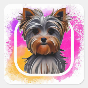 Sticker Carré Yorkie, Yorkshire Terrier, Animal
