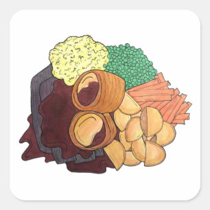 Sticker Carré Yorkshire Pudding Sunday Roast Royaume-Uni