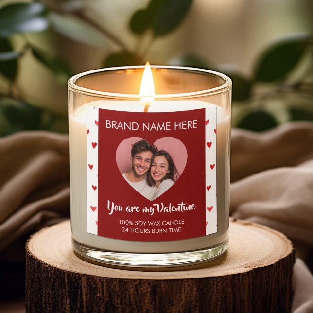 Sticker Carré You Are My Valentine Custom Photo Candle Labels  (Créateur téléchargé)