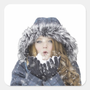 Sticker Carré Young beautiful girl