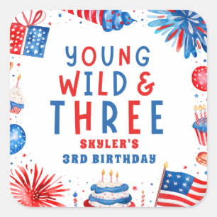Sticker Carré Young Wild et Three 4 juillet 3e anniversaire