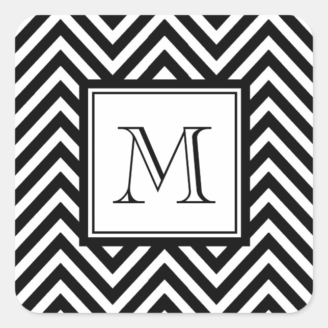 STICKER CARRÉ YOUR MONOGRAM CHEVRON NOIR (Devant)