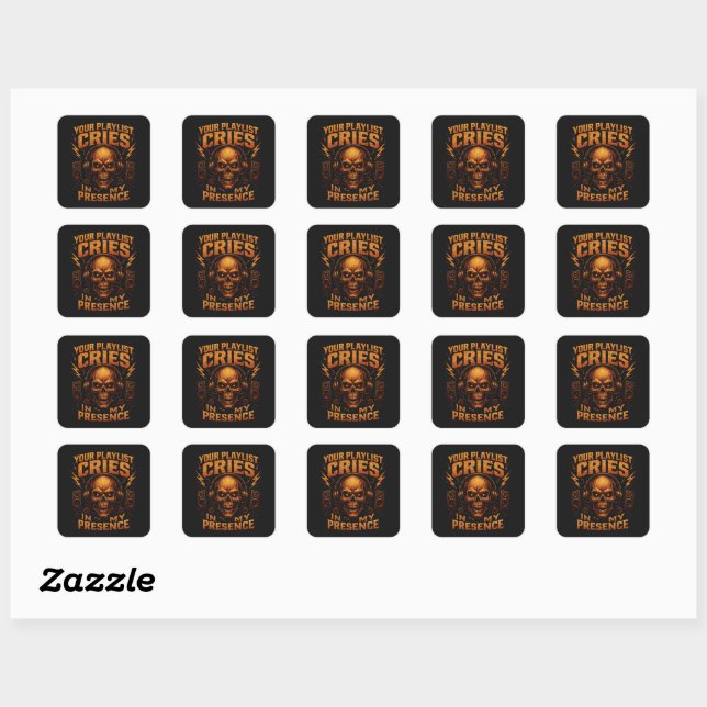 Sticker Carré Your Playlist Cries Skull Headphone Music (Feuille)