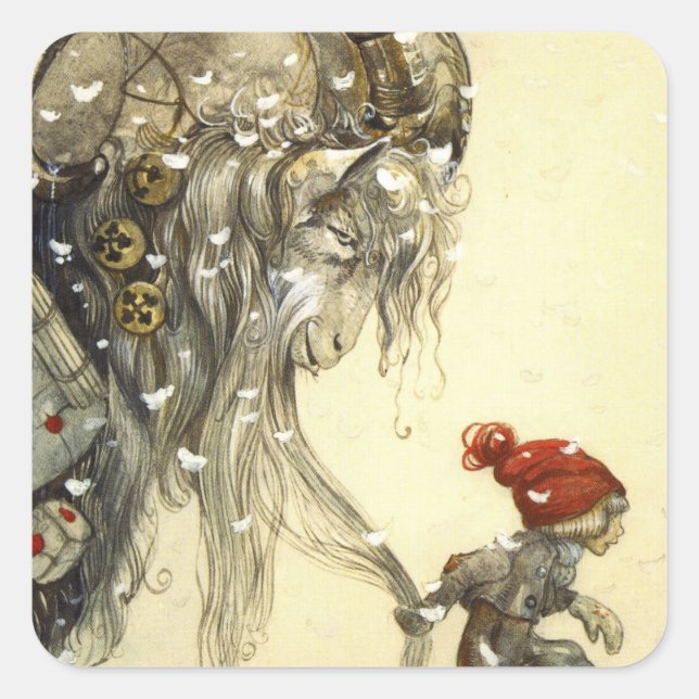 Sticker Carré Yule Goat John Bauer (Devant)