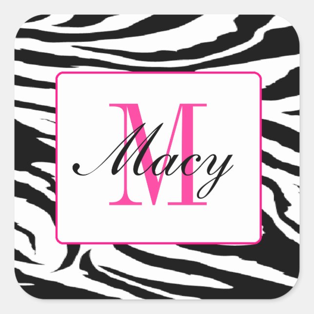 Sticker Carré Zebra et rose Zebra Hot Pink (Devant)