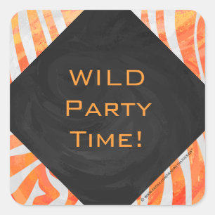Sticker Carré Zebra Monogram orange et blanc