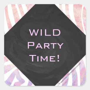 Sticker Carré Zebra Monogram rose et blanc