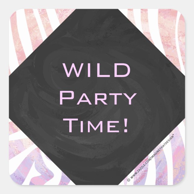 Sticker Carré Zebra Monogram rose et blanc (Devant)