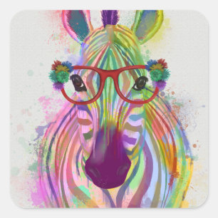 Sticker Carré Zebra Rainbow Splash