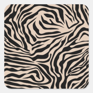 Sticker Carré Zebra Stripes Cream Beige Black Wild Animal Prince