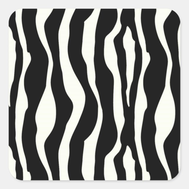 Sticker Carré Zebra Stripes, noir et blanc (Devant)