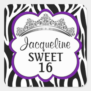 Sticker Carré Zèbre de Couronne de diamant pourpre