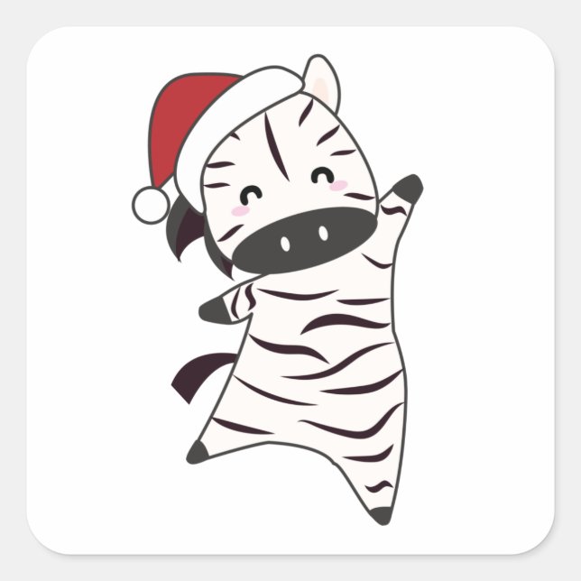 Sticker Carré Zèbre Noël Zèbres Animaux d'hiver (Devant)