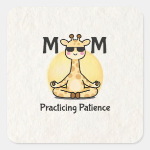 Sticker Carré Zen Vibe   Girafe de la patience