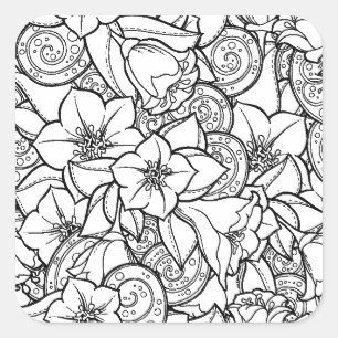 Sticker Carré Zendoodle fleuri