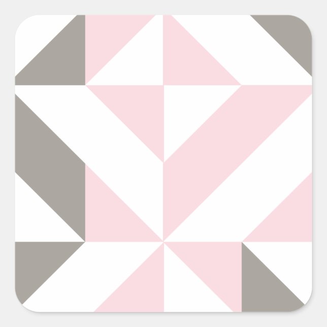 Sticker Carré ZigZag géométrique rose et argent (Devant)