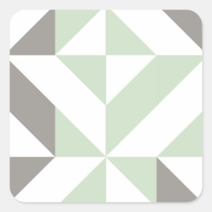 Sticker Carré ZigZag géométrique Sage Green et Silver
