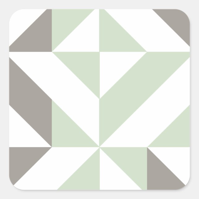Sticker Carré ZigZag géométrique Sage Green et Silver (Devant)
