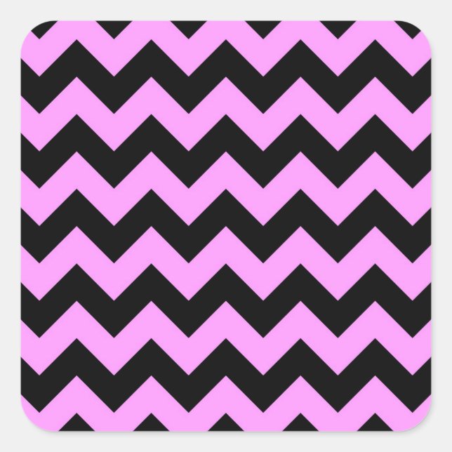 Sticker Carré Zigzag rose et noir (Devant)