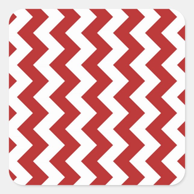 Sticker Carré Zigzag rouge et blanc (Devant)