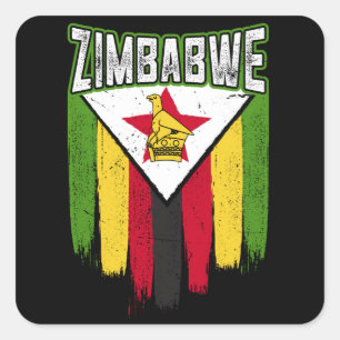 Sticker Carré Zimbabwe Drapeau Idée cadeau Zimbabwe