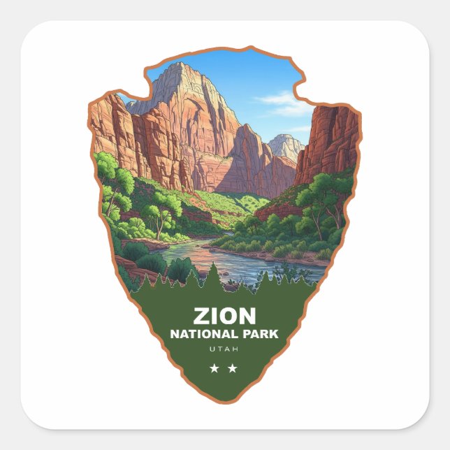 Sticker Carré Zion National Park Utah Arrowhead (Devant)