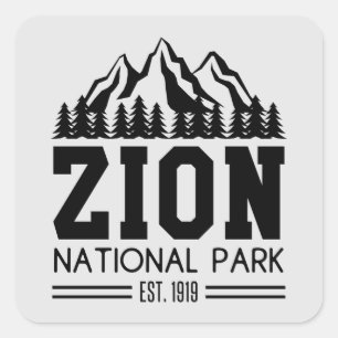 Sticker Carré Zion National Park Utah USA Outdoor Randonnée