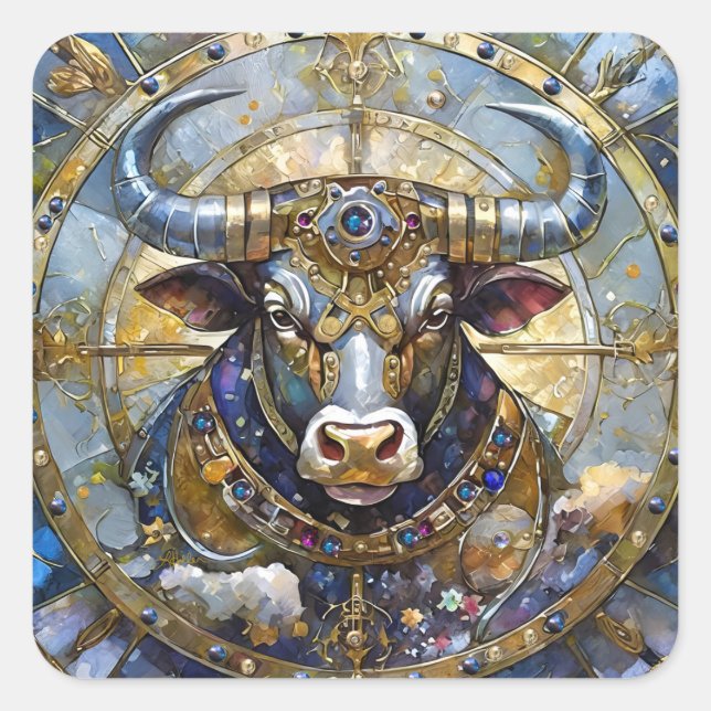 Sticker Carré Zodiac - Taurus Le Taureau (Devant)