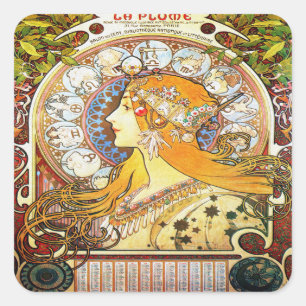 Sticker Carré Zodiaque 1896 d'Alfons Mucha