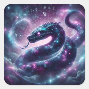 Sticker Carré Zodiaque Galaxie du Serpent Cosmique Astrologie