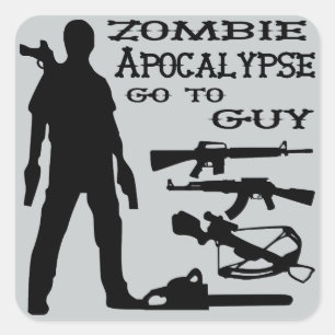 Sticker Carré Zombie Apocalypse Aller À Guy (Armes) 2