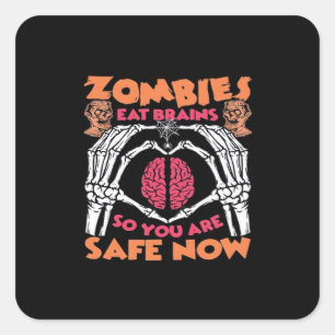 Sticker Carré Zombies Manger Cerveaux Classique