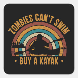 Sticker Carré Zombies ne sait pas nager Acheter un Kayak