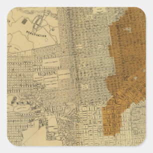 Sticker Carré Zone brûlée de San Francisco, 1906