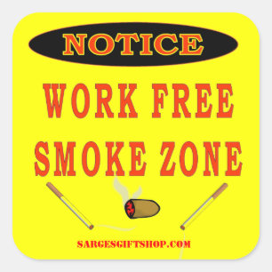 STICKER CARRÉ ZONE DE FUMÉE LIBRE DE TRAVAIL