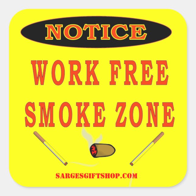 STICKER CARRÉ ZONE DE FUMÉE LIBRE DE TRAVAIL (Devant)