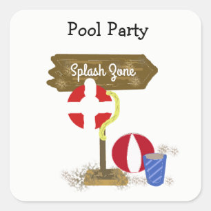 Sticker Carré Zone de Splash Fête de Piscine
