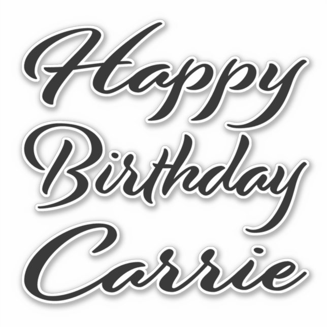 Sticker Carrie Nom Prénom Anniversaire de la Broderie noir (Devant)