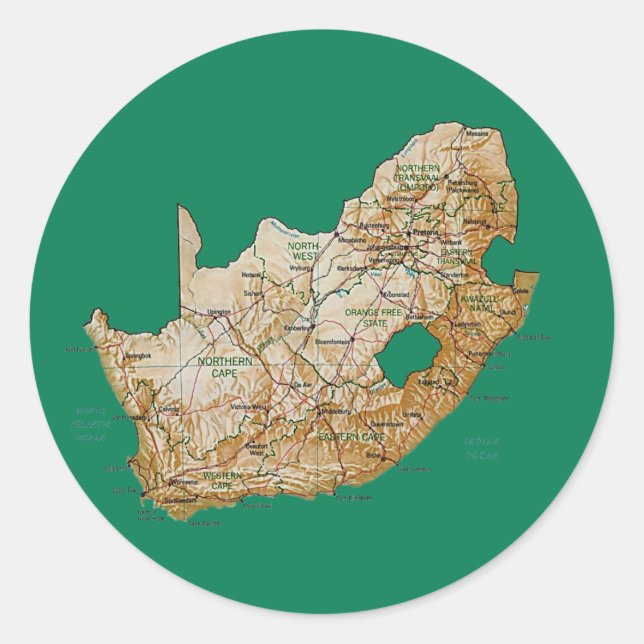 Sticker Carte Afrique du Sud (Devant)
