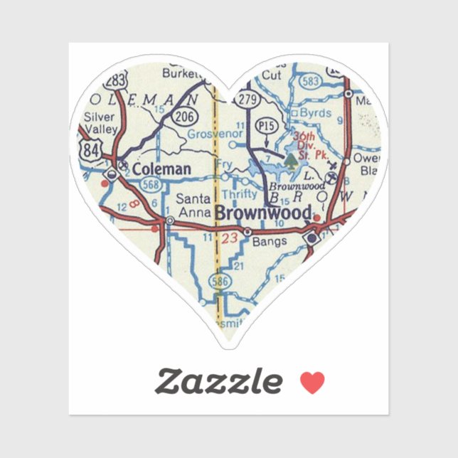 Sticker Carte Coleman and Brownwood TX (Feuille)