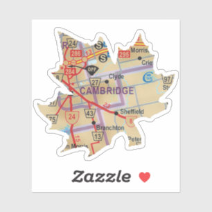 Sticker Carte de Cambridge Ontario
