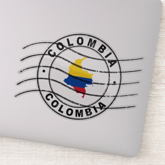 Sticker Carte de la Colombie, Timbre de passeport postal (Détail)