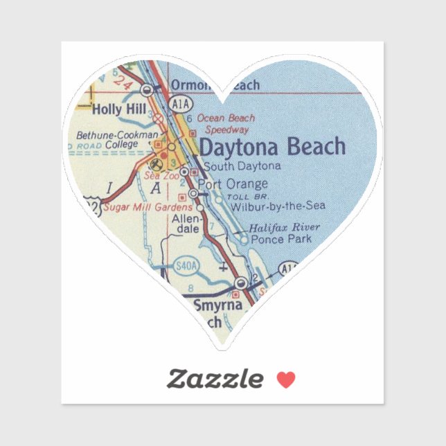 Sticker Carte de la plage Heart Daytona (Feuille)