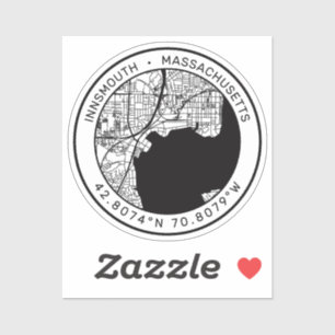 Sticker Carte de la ville d'Innsmouth Lovecraft